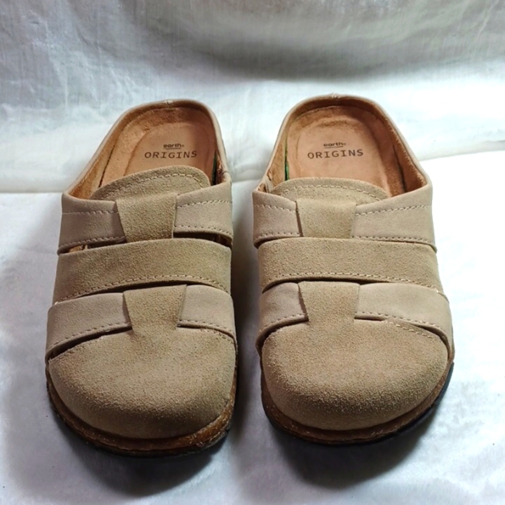 Earth Orgin Womans Tan Suede Clog Cork Slip On Comfort Shoes Sz 6 W New - Picture 1 of 11